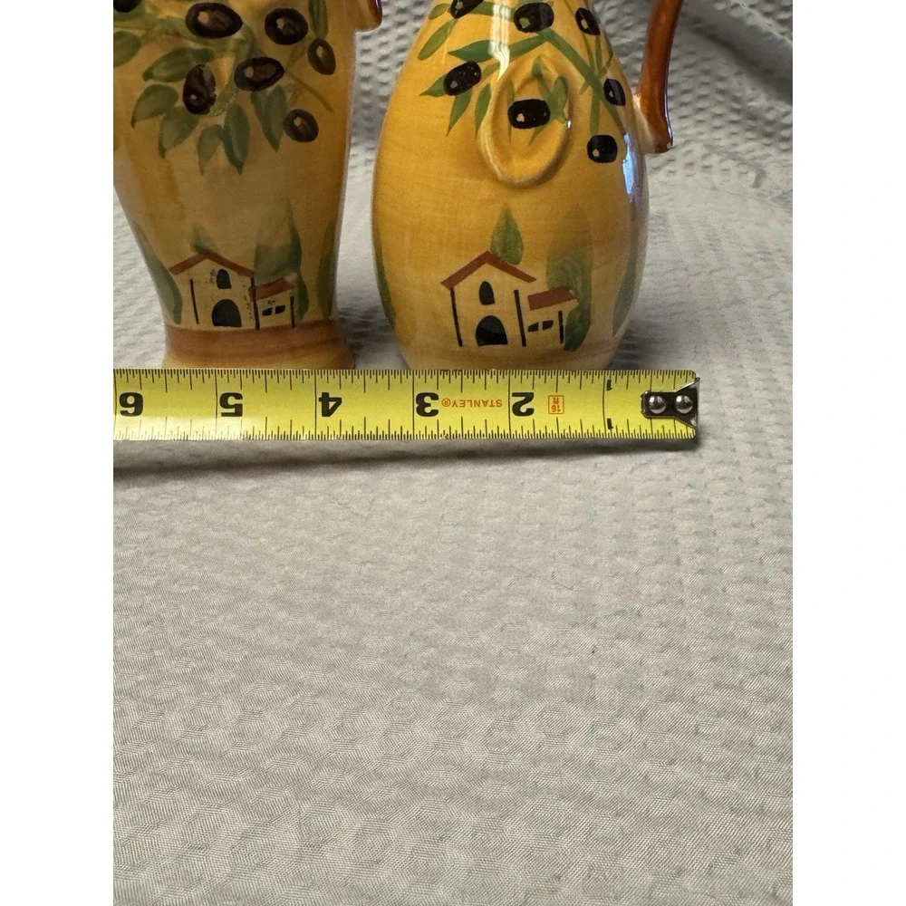 Vintage Pfaltzgraff Olive Grove Oil & Vinegar Jars w/drizzle‎ Spout RARE